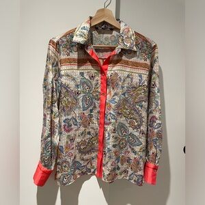 Zara multicolour silky blouse button down